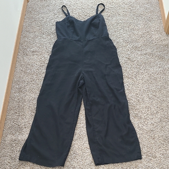 Old Navy Black Linen Blend Wide-Leg Jumpsuit - Picture 1 of 8